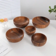 1 件激光打印红木沙拉/搅拌碗，学校用品 - 棕色 - 查看 2
