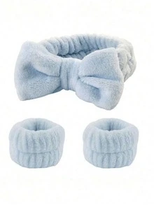 1/2/3pcs Set Of Solid Color Shower Cap And Wristband - A - View 12