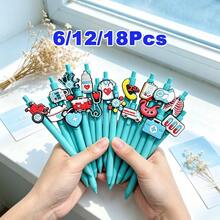 6/12/18pcs Mixed Color Random Style Neutral Ink Pens For Nurses And Doctors To Write Medical Records, Perfect Gift For Nurses, Medical Assistants And Students, Nurse Small Gifts, Back To School - Blue-green - View 2