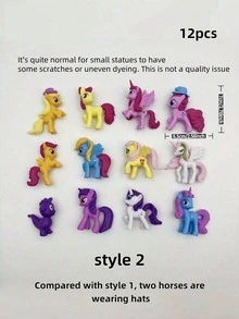 MY LITTLE PONY 12pcs Desktop Decor Miniatures, Perfect Gifts For Young People On Birthday, Christmas, Back To School, Suitable For Birthday Celebration, Friend Gifts, Memorial Gifts, Decorations, Home Decor, Valentine's Day Gifts - Multicolor - View 11