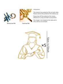1件/3件/5件畢業蛋糕裝飾插牌，適用於高中與大學畢業派對，適合女生與男生，畢業蛋糕裝飾 - Style B - 查看 8