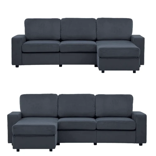 Corner Sofa With Storage, Sectional Sofa, Couch With Ottoman, Large Sofa For Living Room, Modern, Comfortable, Pocket Spring Core, 245.5 Cm - 深灰色 - 查看 1
