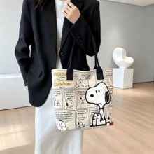 1 chiếc túi tote vải canvas in hình Snoopy, túi đeo vai dung tích lớn, túi xách tay đi học hàng ngày, món quà hoàn hảo cho sinh nhật, ngày lễ tình nhân, tựu trường, tốt nghiệp. - Nhiều màu - Xem 3