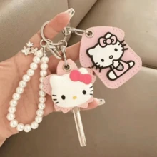 SANRIO Bộ 1 móc khóa/thẻ chìa khóa hoạt hình dễ thương, móc chìa khóa, hộp đựng thẻ ra vào, hộp đựng thẻ cộng đồng cảm biến chống nước, vỏ bảo vệ thang máy, thích hợp cho các dịp lễ, sinh nhật, kỷ niệm, lễ tình nhân, sử dụng hàng ngày, ví, mặt dây chuyền, trang trí ba lô, bộ phụ kiện thiết thực và đáng yêu, quà tặng tiệc tùng, bảo vệ chìa khóa. - Xem 10