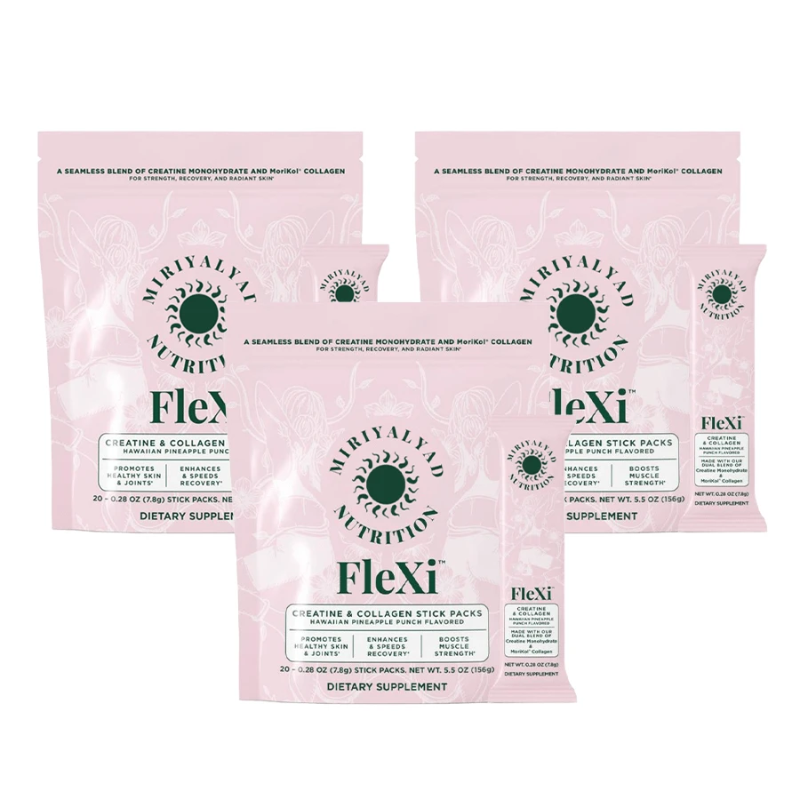 MIRIYALYAD Flexi Creatine & Collagen Stick Packs, Hawaiian Pineapple Punch Flavor, 60 Count Daily Dietary Supplement For Adults - 3PCS - 查看 1