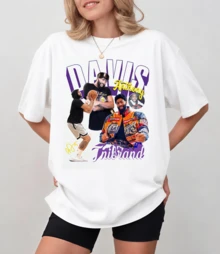 Vintage-Style Anthony Davis Graphic T-Shirt, Photo Collage And "DAVIS" Text, Unisex Relaxed Fit - 白色 - 查看 8