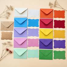 10/20 piezas Mini sobres de estilo occidental coloridos y 10 piezas Tarjetas de felicitación con borde ondulado de color aleatorio. Incluye tarjetas en blanco de alta calidad y sobres autoadhesivos, sobres pequeños para postales, tarjetas de regalo de color mixto retro, adecuado para bodas, cumpleaños y otras ocasiones - sobre pequeño - Ver 3