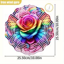 3D立体彩色蝴蝶环绕璀璨玫瑰花，尺寸25.5厘米/10英寸*25.5厘米/10英寸，带旋转挂钩，360° DIY创意风车套装，风力驱动旋转，安装简便，适合作为圣诞节、万圣节及其他节日礼物（不含吊坠），款式随机。 - 多色 - 查看 9