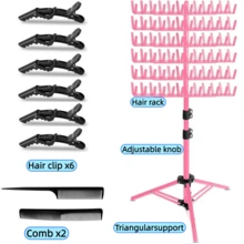 Braiding Hair Rack Standing Hair Extension Holder Hanger, 144 Pegs Hair Divider Rack For Braiding Hair Separator Stand Display Stand - 粉色 - 查看 3