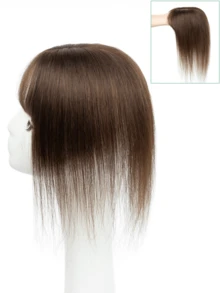 Women's Human Hair Topper With Bangs To Cover White Hair, 5*9cm Silk Base For Added Volume, Essential Hair Accessory For Festivals, Summer, Travel And Holidays - Multicolor - View 8