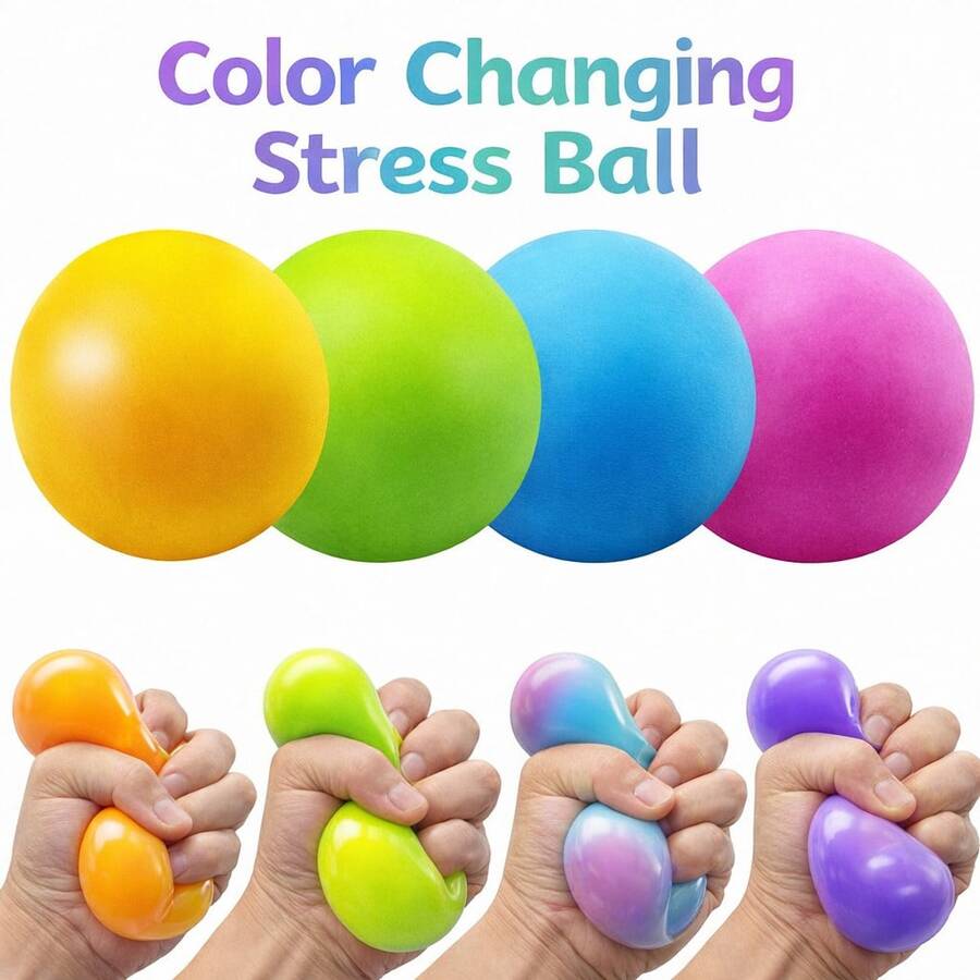 1 pieza Pelota de apretón colorida, juguete antiestrés de TPR suave y de rebote lento, adecuado para vacaciones de verano - Multicolor - Ver 1