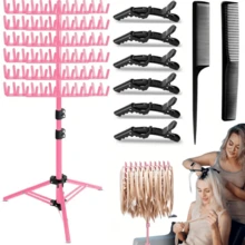 Braiding Hair Rack Standing Hair Extension Holder Hanger, 144 Pegs Hair Divider Rack For Braiding Hair Separator Stand Display Stand - 粉色 - 查看 1
