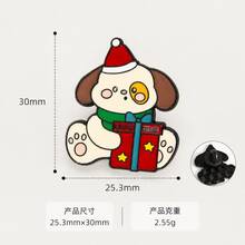 Ghim cài/huy hiệu/phụ kiện hoạt hình dễ thương bằng hợp kim kẽm, hình chú cún Giáng sinh. - màu trắng nhạt - Xem 1