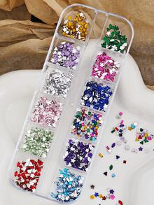 12 Grids Super Shiny Mini Resin Flat Back Rhinestones, Asymmetric Shape 3D Nail Art Charms For DIY Manicure & Craft Decor - Multicolor - View 4