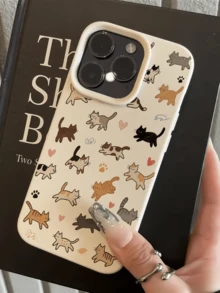 1Pc Cute White Cat Casual TPU Shockproof Full Coverage Phone Case, Protective Back Cover Compatible With Various Smartphone Series, Summer Theme Design, Durable Lightweight Material, Precise Cutouts, Anti-Fingerprint And Scratch-Resistant Protective Shell - Multicolor - View 4
