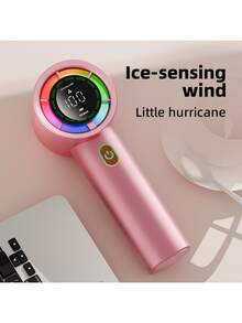 Portable Handheld Digital Display Fan, Portable Fan With LED Display Screen, Digital Power Indicator Light, USB Rechargeable, Easy To Carry, Convenient To Use, Suitable For Office, Sports, Women, Men, Adults, Outdoor Hanging Neck Fan, Holiday Essentials - Multicolor - View 4