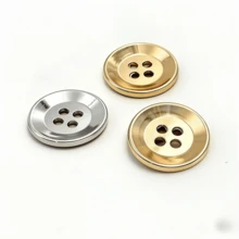 5pcs Metal 4-Hole Buttons For Suit, Shirt, Coat, Trench Coat, Jacket, Clothing Accessories, Matte Gold And Silver Round Buttons - A - View 6