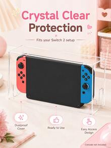 适用于 Switch OLED 和 NS 的透明 Switch 2 防尘盖，主机和底座保护壳，防刮防震，DIY 贴纸设计，侧边充电开口，边缘光滑，无需安装 - 查看 5