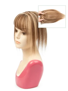 Women's Human Hair Topper With Bangs To Cover White Hair, 5*9cm Silk Base For Added Volume, Essential Hair Accessory For Festivals, Summer, Travel And Holidays - Multicolor - View 5