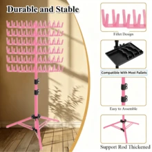 Braiding Hair Rack Standing Hair Extension Holder Hanger, 144 Pegs Hair Divider Rack For Braiding Hair Separator Stand Display Stand - 粉色 - 查看 6
