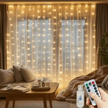 Bedroom Fairy Tale Window Curtain Lights, Christmas String Lights With 8 Modes USB Plug, Wall Hanging Fairy Lights With Remote Control, For Indoor Wedding Party Background Christmas Decor - USB Curtain Light - View 2