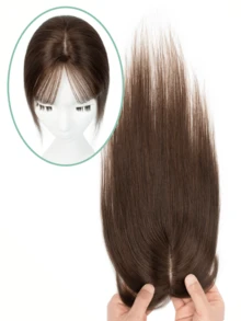 Women's Human Hair Topper With Bangs To Cover White Hair, 5*9cm Silk Base For Added Volume, Essential Hair Accessory For Festivals, Summer, Travel And Holidays - Multicolor - View 7