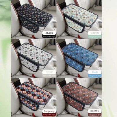 通用型亚麻扶手储物垫，有两种款式可选：带储物袋款和无储物袋款。适用于中央扶手箱盖、汽车内饰和乘用车。
