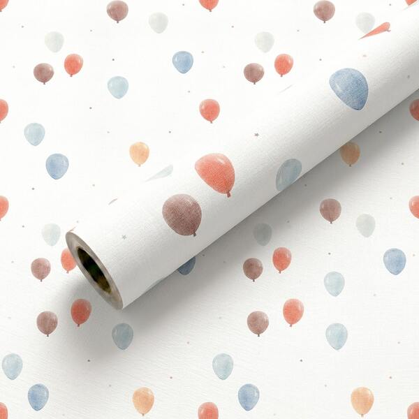 YUANYI 1 Roll Cute Watercolor Balloon Pattern Peel And Stick Wallpaper, 17.5in/44.5cm Wide Self Adhesive Waterproof Wall Paper, Easy To Clean Easy To Cut Removable Wall Decal For Playroom, Cabinet, Baby Nursery, Renters Friendly