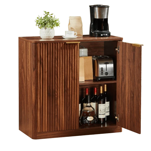 Modern Sideboard With Built-In Panels And Height-Adjustable Shelves, TV Stand Or Sideboard For Living Room And Dining Room, Waterproof Top, 80 X 40 X 80 Cm, Brown