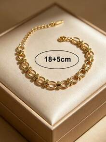 MECYLIFE 1 pieza Pulsera de cadena con remaches estilo cyberpunk, pulsera de acero inoxidable apilable para mujeres - Amarillo Oro - Ver 8