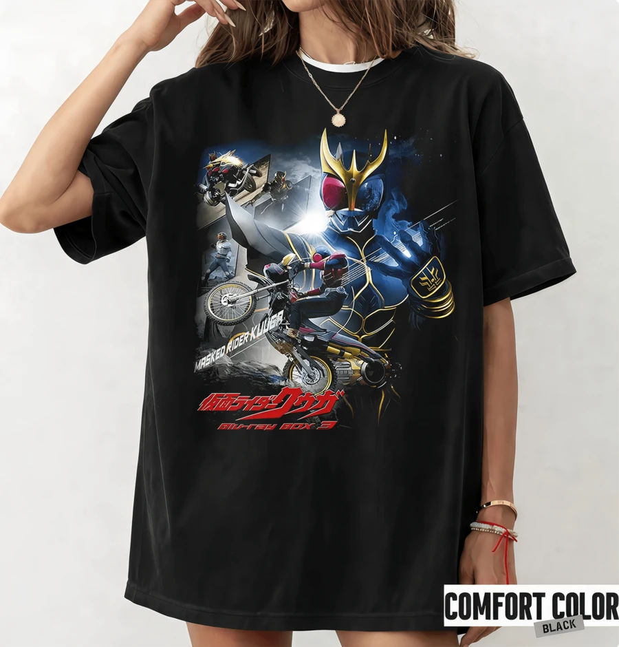Streetwear T-Shirt With Masked Rider Kuuga Design, American Urban Style, Perfect For An Edgy And Tokusatsu Look With Retro Touches - Black - View 1