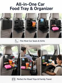 Bandeja para Encosto de Assento de Carro, Bandeja para Assento Traseiro, Assento Traseiro, Mesa Dobrável de Carro, Suporte para Smartphone, Porta-Copos, Acessórios Universais para Carro, Grande Capacidade, Fácil Instalação, À Prova d'Água, Resistente a Manchas, Resistente a Arranhões, Caixa de Armazenamento para Assento do Passageiro, Multifuncional, Bolsa de Armazenamento para Encosto de Assento, Itens Convenientes, Economiza Espaço - A - Visão 5