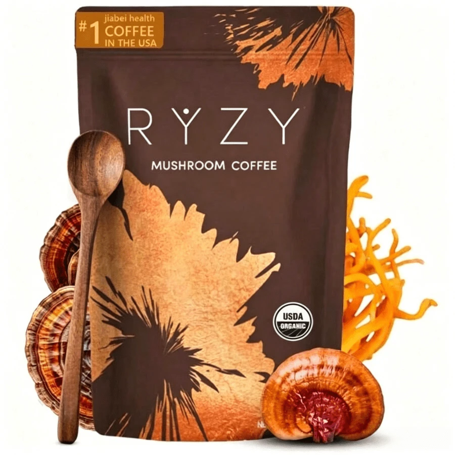 Mushroom Coffee USDA Organic With 6 Adaptogenic Mushrooms And MCT Oil, USA Grown Instant Coffee For Better Energy, Focus, Digestion, Immunity With Turkey Tail, Shiitake, Lion's Mane, 30 Servings - 1 CÁI - Xem 1