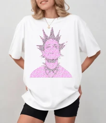 Graphic Pineapple T-Shirt In Pink And Purple Text, Minimalist Style, Unisex Relaxed Fit - 白色 - 查看 6