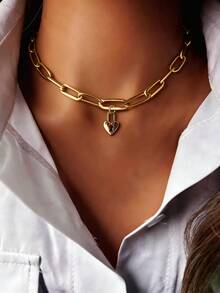 1 Pc Women's Gold-Tone Artistic Letter Pendant Necklace Features A Smooth Round Clasp, A Diamond-Encrusted Cross Pendan - Gold - View 5