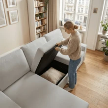 Corner Sofa With Storage, Sectional Sofa, Couch With Ottoman, Large Sofa For Living Room, Modern, Comfortable, Pocket Spring Core, 245.5 Cm - 淺灰色 - 查看 6