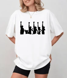 Minimalist Style One Piece Graphic T-Shirt, Crew Silhouettes, Unisex Relaxed Fit - White - View 9