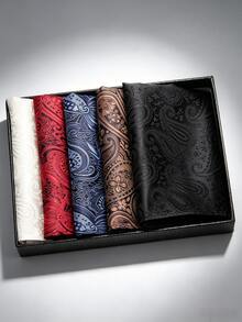 5pcs Gift Box Set Paisley Pattern Elegant Polyester Business Formal Party Wedding Luxury Men's Suit Pocket Square, Suitable For All Seasons - Multicolor - View 13