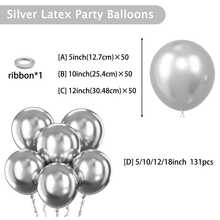 50/131pcs Metallic Silver Balloons Different Size 18/12/10/5 Inch Silver Balloon Garland Arch Kit For Graduation, Wedding, Birthday, New Year, Baby Shower Decorations - Metallic Silver - View 3