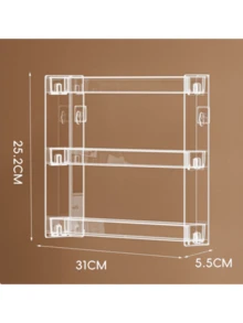 1 Wall-Mounted Storage Rack, Cosmetic Organizer, Suitable For Bathroom Vanity, Cosmetic Display Stand, Multi-Functional Storage Rack, Can Hold Collectible Figures, Snacks, Hair Accessories, Nail Polish, Fashion Glasses | Bathroom Accessories - Clear - View 5