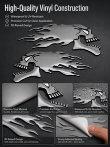 2pcs 3D PVC Ghost Skeleton Motorcycle Tank Stickers, Cool Car Stickers, Personalized Motorcycle Modification Stickers, Creative Badges And Body Stickers, Ghost Car Modification - A - View 4