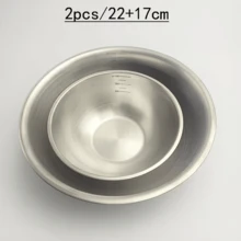 1pc/2pcs/3pcs/Stainless Steel Salad Bowl, 201 Stainless Steel Cooking Bowl, Egg Beating And Dough Kneading Fruit Baking Home Bowl, Multi-Functional Mixing, Kneading - Silver - View 15