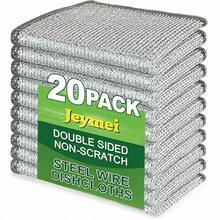 5/10/20/50pcs Magic Steel Wire Cleaning Cloth, Thickened Metal Wire Cloth, Kitchen Sink Cloth, Towel, Kitchen Paper, Reinforced Double-Sided Magic Cleaning Cloth, Suitable For Cookware And Cleaning Tools, Cleaning Tools, Kitchen Utensils, Kitchen Accessories - Silver - View 10