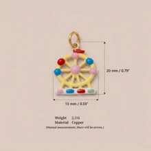 1件童话游乐园吊坠，精致可爱风格，珐琅滴彩工艺，14K镀金，铜材质，专为日常小型聚会和家庭聚会设计，可爱饰品，日常魅力饰品，小饰品，珠宝制作吊坠，高端珠宝。 - 彩色 - 查看 13