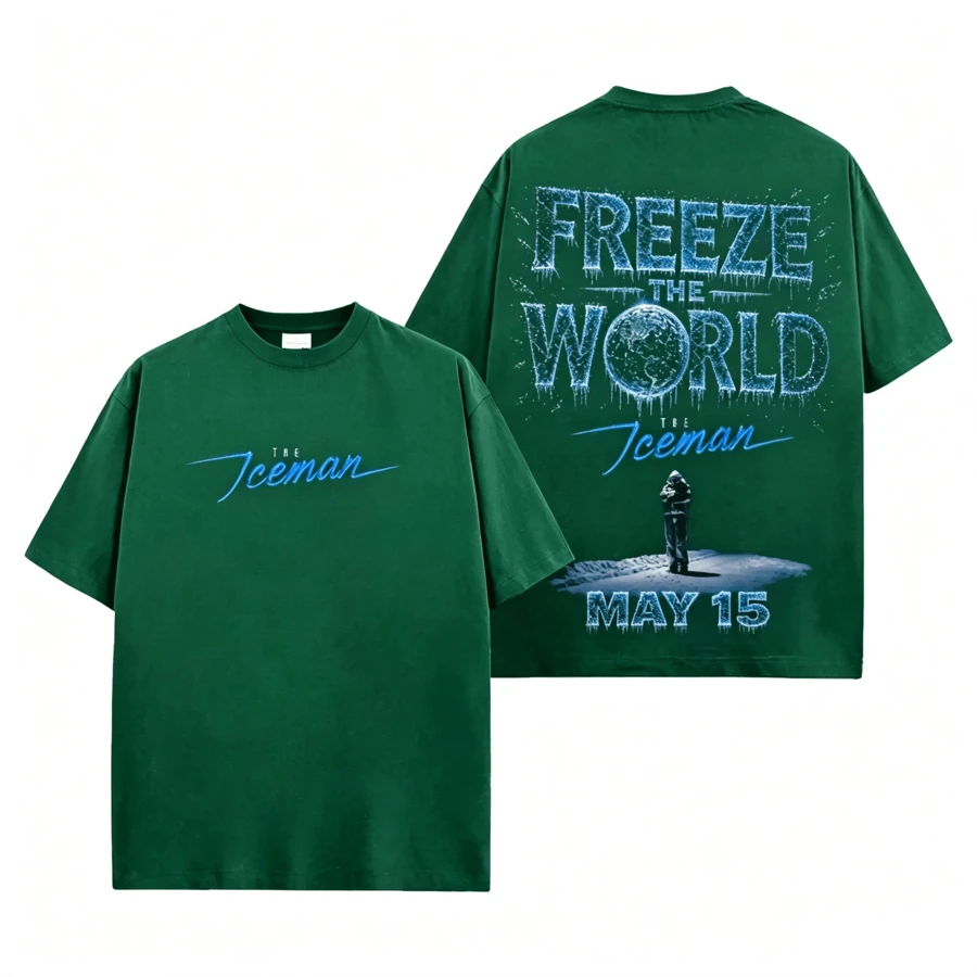 Summer 2026 USA-Drake "Iceman" 2026 Album Graphic Tee, Washed Cotton Hip Hop Shirt, OVO Inspired Rap Merch, Vintage Portrait T-Shirt, Y2K Streetwear Oversized Fit, Fan Gift Apparel2026-Gift For Him,Breathable & Soft,Daily Wear,Gym Workout - 綠色 - 查看 1