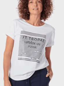 Marine Lines With French Names Evoke The Blue And The Luminous Spirit Of A Summer Trip Full Of Calm, Freedom And Unique Beauty. Modern Casual Women's T-Shirt - 白色 - 查看 8