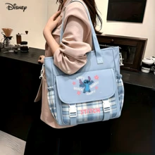 Túi tote Disney Lilo & Stitch - Túi đeo vai in hình Stitch với họa tiết kẻ caro "Đừng lo lắng, hãy vui vẻ", có thể dùng làm túi xách tay, túi đựng laptop, túi đựng đồ học tập, túi đeo chéo, dễ mang theo, kiểu dáng thời trang phù hợp cho công việc, học tập và đi lại hàng ngày. - màu1 - Xem 6
