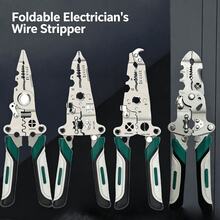 Enrollador de cable plegable y multifuncional, alicates pelacables y destornillador, herramienta eléctrica ahorradora de trabajo - Multicolor - Ver 2