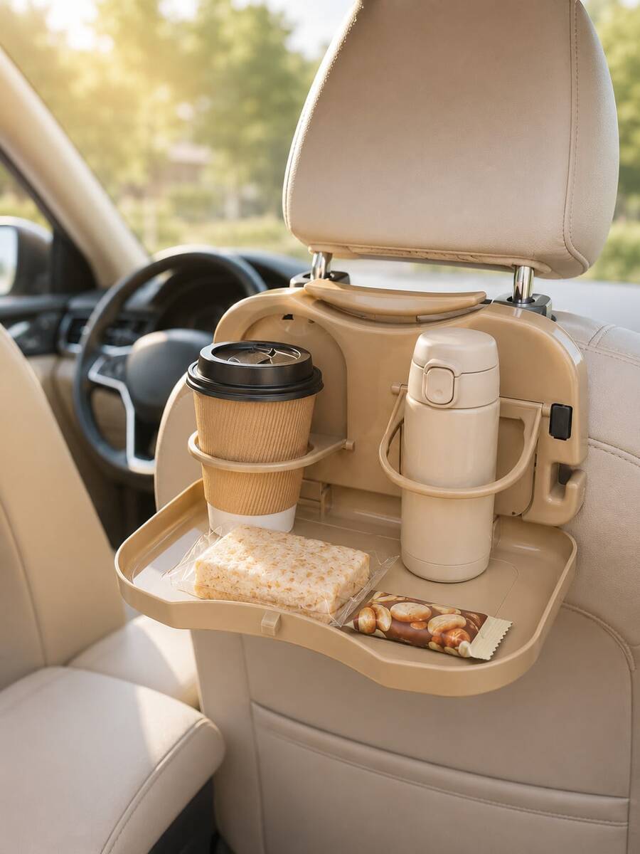 Multifunctional Foldable Car Dining Table, Car Seat Back Tray, Car Cup Holder, Multifunctional Tray, Car Beverage Holder, Foldable Car Laptop Desk - A - View 1