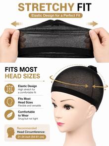 5pcs/10pcs/20PCS/100pc Women's Transparent HD Wig Cap, Elastic Nylon Material Wig Cap, Invisible Ultra-Thin Elastic Stocking Cap Suitable For Full Head Wigs - Multicolor - View 6